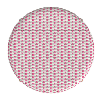 Butler Specialty Company - Tobias 24 in. Seat Height Rattan Round Backless Counter Height Stool with Footrest, Pink/White Dot - 9371428