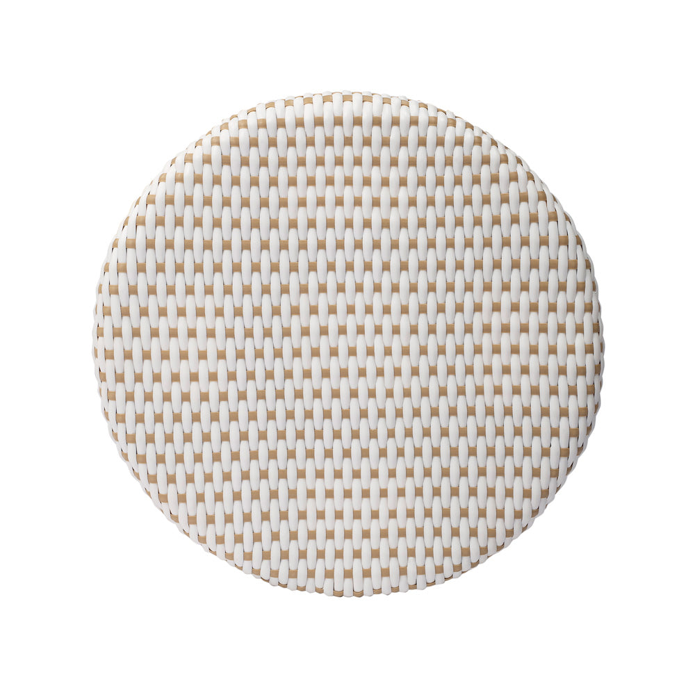 Butler Specialty Company - Tobias 24 in. Seat Height Rattan Round Backless Counter Height Stool with Footrest, Tan/White Dot - 9371415