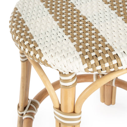 Butler Specialty Company - Tobias 24 in. Seat Height Rattan Round Backless Counter Height Stool with Footrest, Tan/White Stripe - 9371984