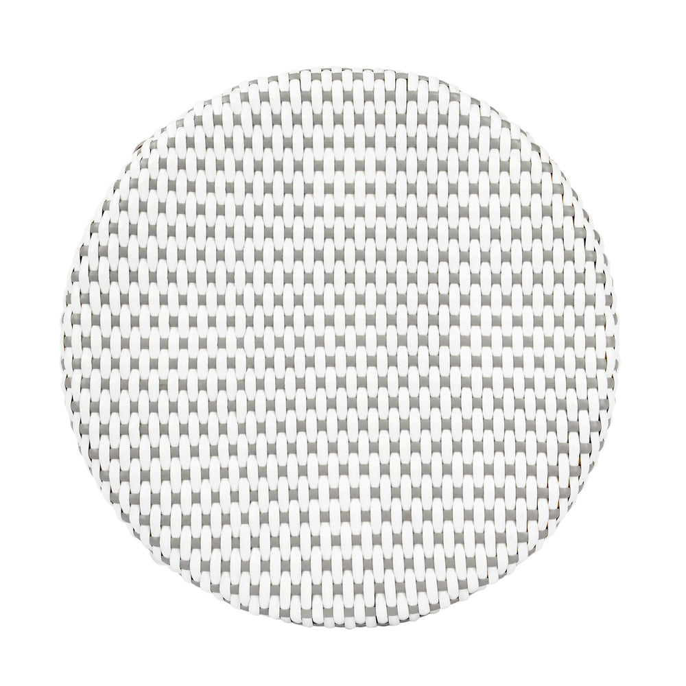 Butler Specialty Company - Tobias 24 in. Seat Height Rattan Round Backless Counter Height Stool with Footrest, White/Gray Dot - 9371329