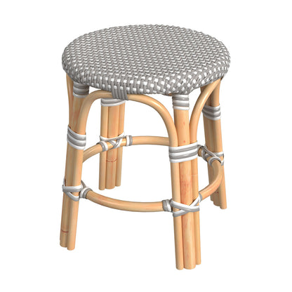 Butler Specialty Company - Tobias 18 in. Seat Height Round Rattan Backless Stool with Footrest, Gray/White - 5745266