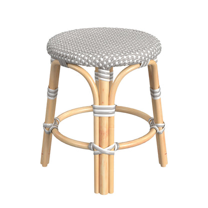 Butler Specialty Company - Tobias 18 in. Seat Height Round Rattan Backless Stool with Footrest, Gray/White - 5745266