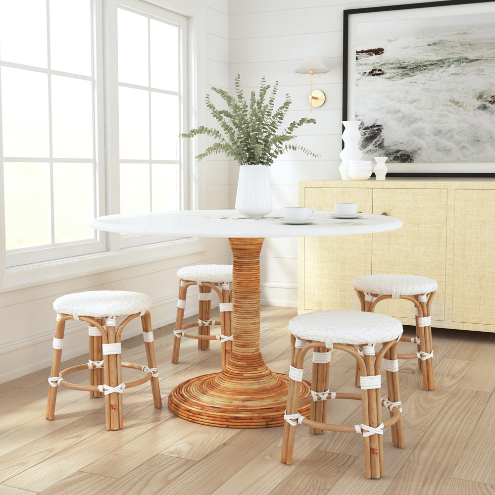 Butler Specialty Company - Tobias 18 in. Seat Height Round Rattan Stool, White - 5745304