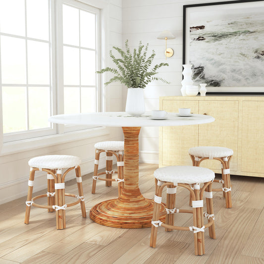 Butler Specialty Company - Tobias 18 in. Seat Height Round Rattan Stool, White - 5745304