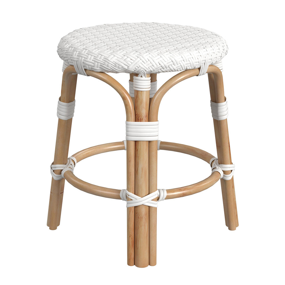 Butler Specialty Company - Tobias 18 in. Seat Height Round Rattan Stool, White - 5745304
