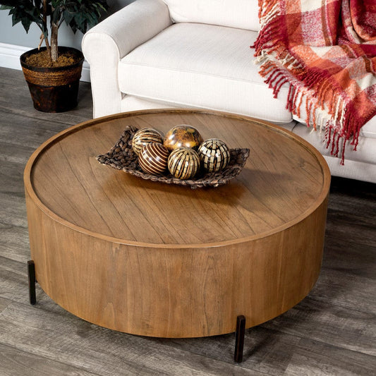 Butler Specialty Company - Tori 40 in. W Round Wood Coffee Table, Medium Brown - 5514274 view 2
