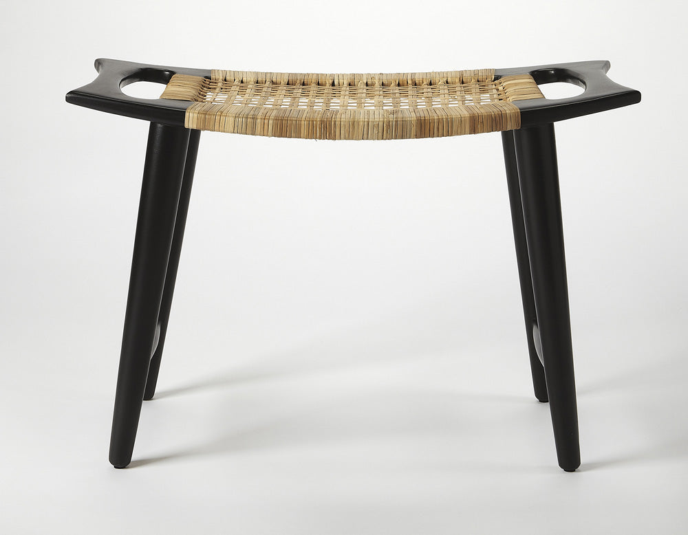 Butler Specialty Company - Tristan 17.5 in. Seat Height Wood & Ratan Accent Stool, Black - 4424295 view 2
