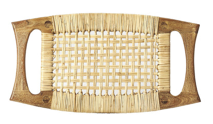 Butler Specialty Company - Tristan 17.5 in. Seat Height Natural Wood & Rattan Accent Stool, Light Brown - 4424312