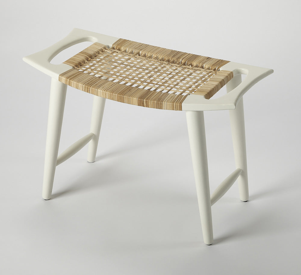 Butler Specialty Company - Tristan 17.5 in. Seat Height Wood & Ratan Accent Stool, White - 4424288