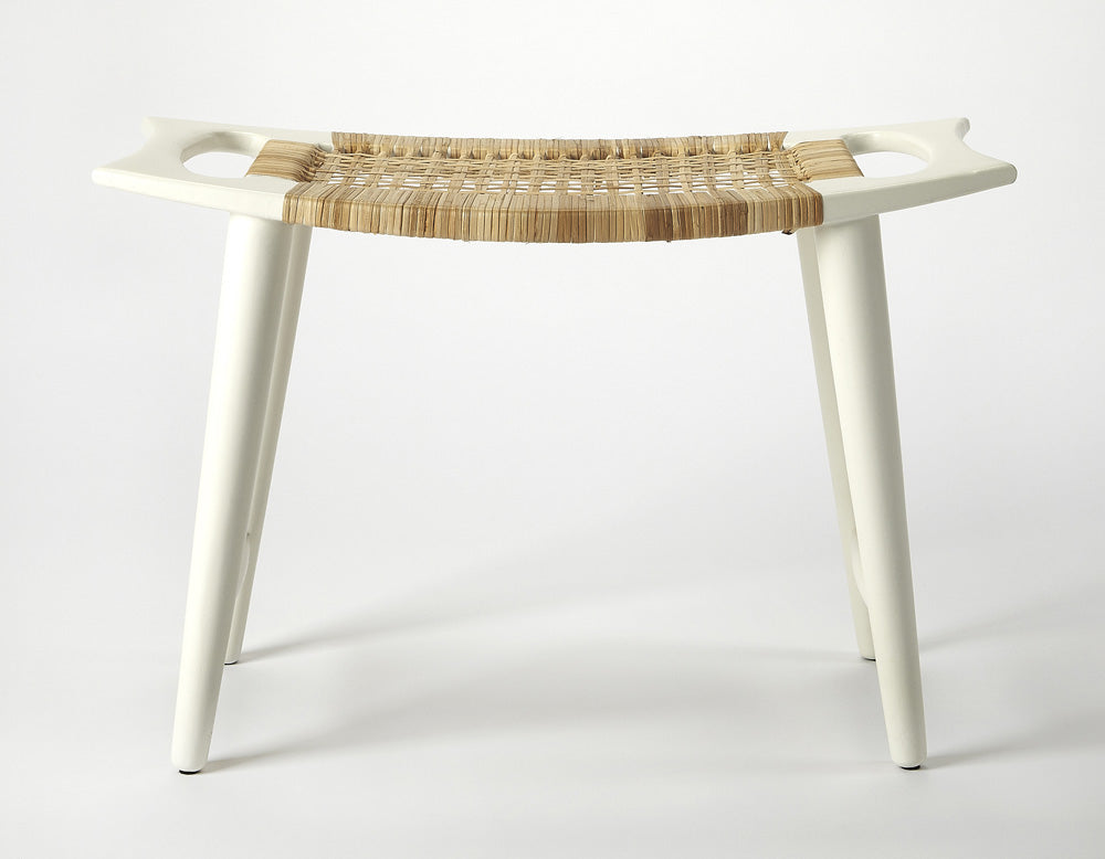 Butler Specialty Company - Tristan 17.5 in. Seat Height Wood & Ratan Accent Stool, White - 4424288