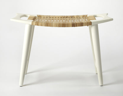Butler Specialty Company - Tristan 17.5 in. Seat Height Wood & Ratan Accent Stool, White - 4424288