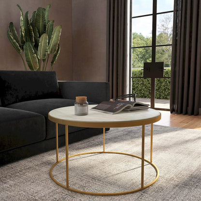 Butler Specialty Company - Triton 34 in. W Round Marble & Metal Coffee Table, White/Gold - 9392389 view 5