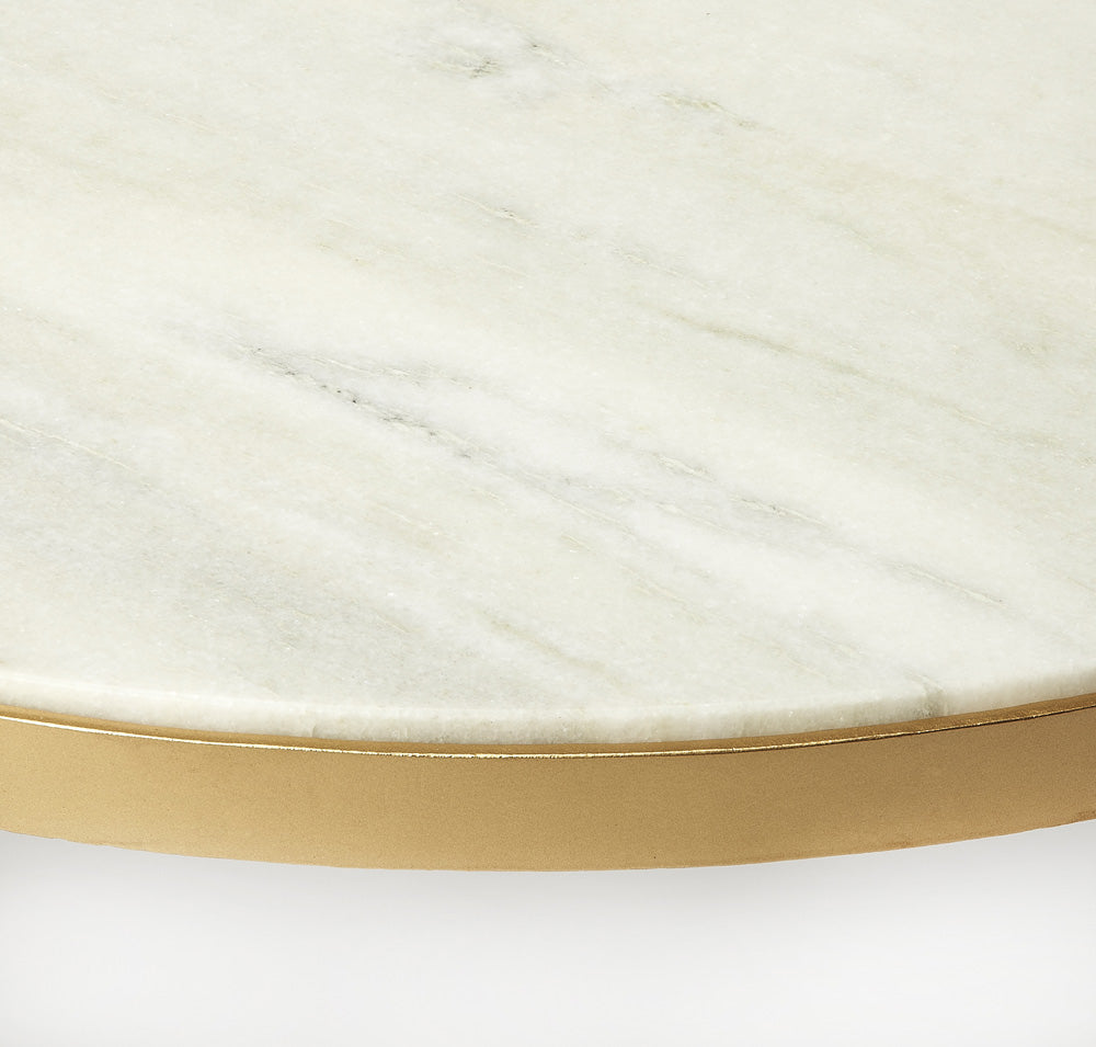 Butler Specialty Company - Triton 34 in. W Round Marble & Metal Coffee Table, White/Gold - 9392389