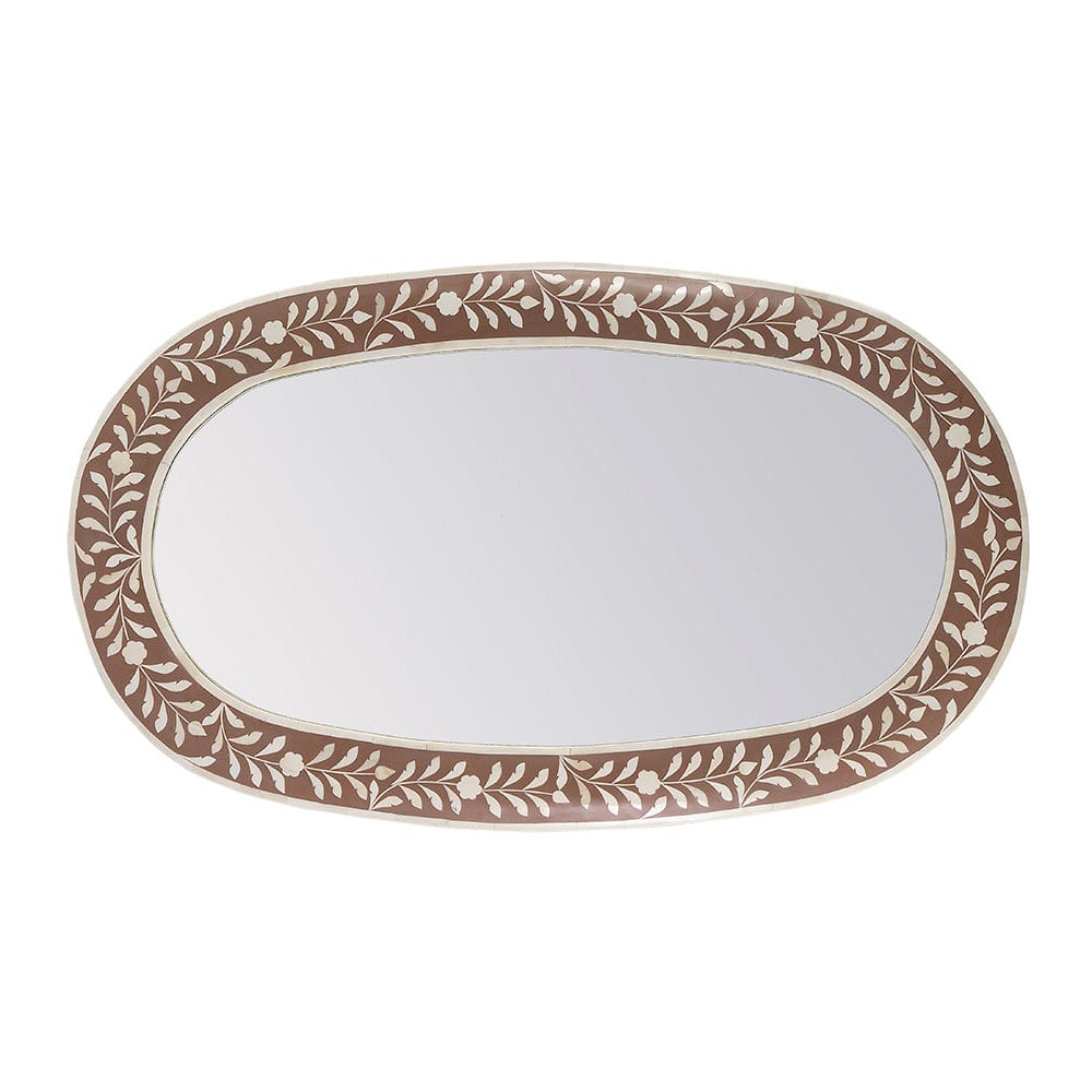 Butler Specialty Company - Trubadur 40"W x 24"H Oval Bone Inlay Horizonal or Vertical Decorative Wall Mirror, Brown, White - 5528323 View 1