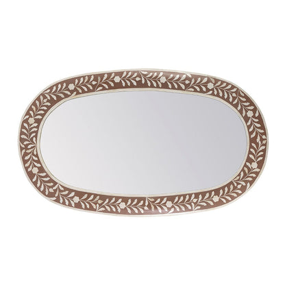 Butler Specialty Company - Trubadur 40"W x 24"H Oval Bone Inlay Horizonal or Vertical Decorative Wall Mirror, Brown, White - 5528323 View 1