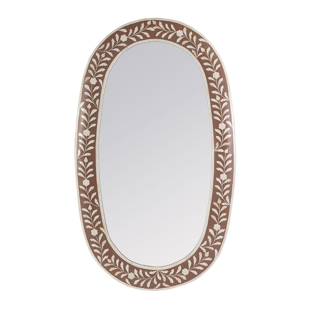 Butler Specialty Company - Trubadur 40"W x 24"H Oval Bone Inlay Horizonal or Vertical Decorative Wall Mirror, Brown, White - 5528323 View 2