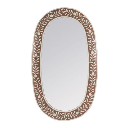 Butler Specialty Company - Trubadur 40"W x 24"H Oval Bone Inlay Horizonal or Vertical Decorative Wall Mirror, Brown, White - 5528323 View 2