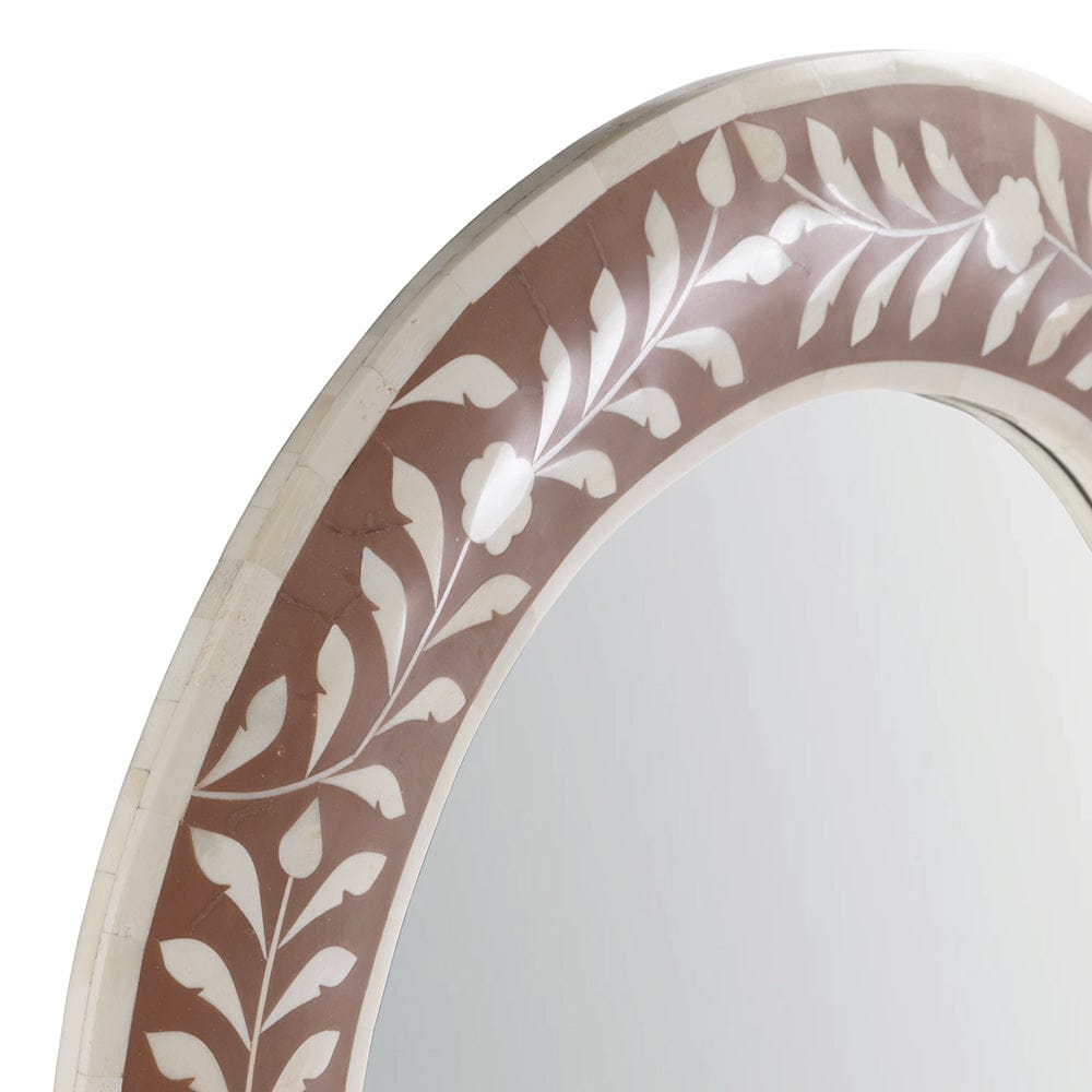 Butler Specialty Company - Trubadur 40"W x 24"H Oval Bone Inlay Horizonal or Vertical Decorative Wall Mirror, Brown, White - 5528323 View 3