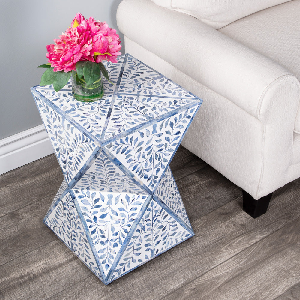 Butler Specialty Company - Trubadur Bone Inlay Side Table, Sky Blue and White - 5510417