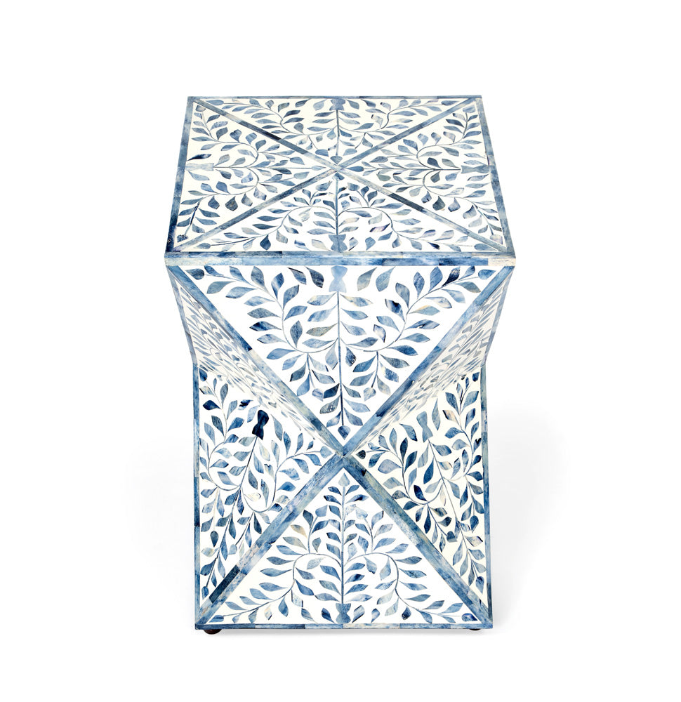 Butler Specialty Company - Trubadur Bone Inlay Side Table, Sky Blue and White - 5510417