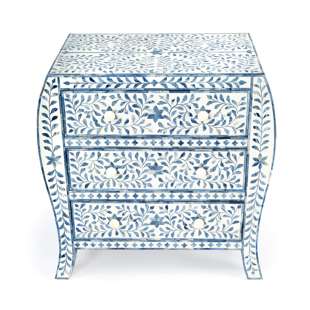 Butler Specialty Company - Trubadur 32 in. W Rectangular Bone Inlay & Wood 3 Drawer Accent Storage Cabinet/Storage Chest, White & Blue - 5531417