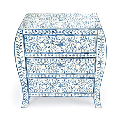 Butler Specialty Company - Trubadur 32 in. W Rectangular Bone Inlay & Wood 3 Drawer Accent Storage Cabinet/Storage Chest, White & Blue - 5531417