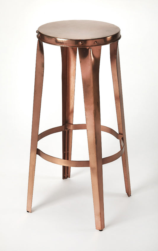 Butler Specialty Company - Ulrich 30 in. Seat Height Round Metal Backless Bar Stool with Footrest, Copper - 4447085