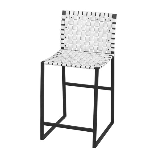 Butler Specialty Company - Urban Woven Leather 25" Counter Stool, Black and White - 5446411_CLOSEOUT