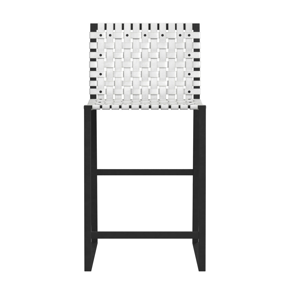 Butler Specialty Company - Urban Woven Leather 25" Counter Stool, Black and White - 5446411_CLOSEOUT