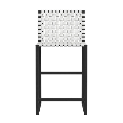 Butler Specialty Company - Urban Woven Leather 25" Counter Stool, Black and White - 5446411_CLOSEOUT