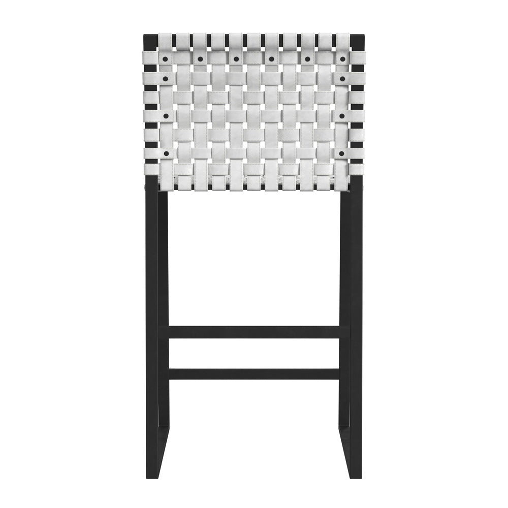 Butler Specialty Company - Urban Woven Leather 25" Counter Stool, Black and White - 5446411_CLOSEOUT