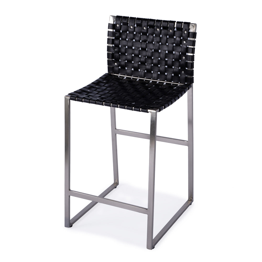 Butler Specialty Company - Urban Woven Leather 25" Counter Stool, Black - 5446034