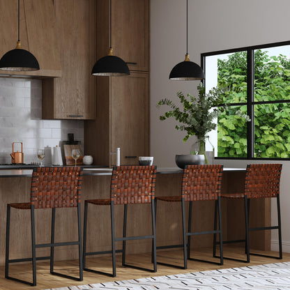 Butler Specialty Company - Urban Woven Leather 25" Counter Stool, Medium Brown - 5446344