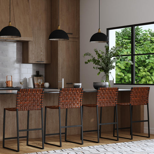 Butler Specialty Company - Urban Woven Leather 25" Counter Stool, Medium Brown - 5446344