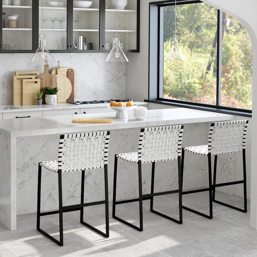 Butler Specialty Company - Urban Woven Leather 25" Counter Stool, Black and White - 5446411_CLOSEOUT view 6