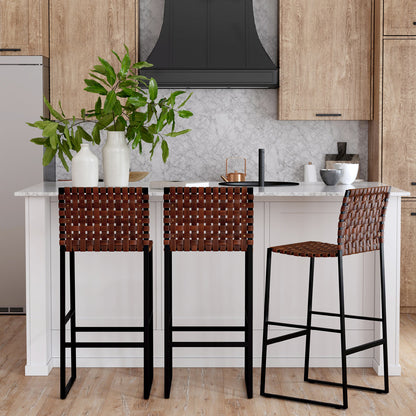 Butler Specialty Company - Urban Woven Leather 30" Barstool, Medium Brown - 5445344
