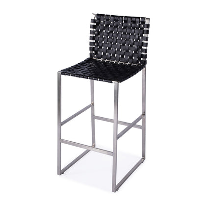 Butler Specialty Company - Urban Woven Leather Rectangular 28" Barstool, Black - 5445034