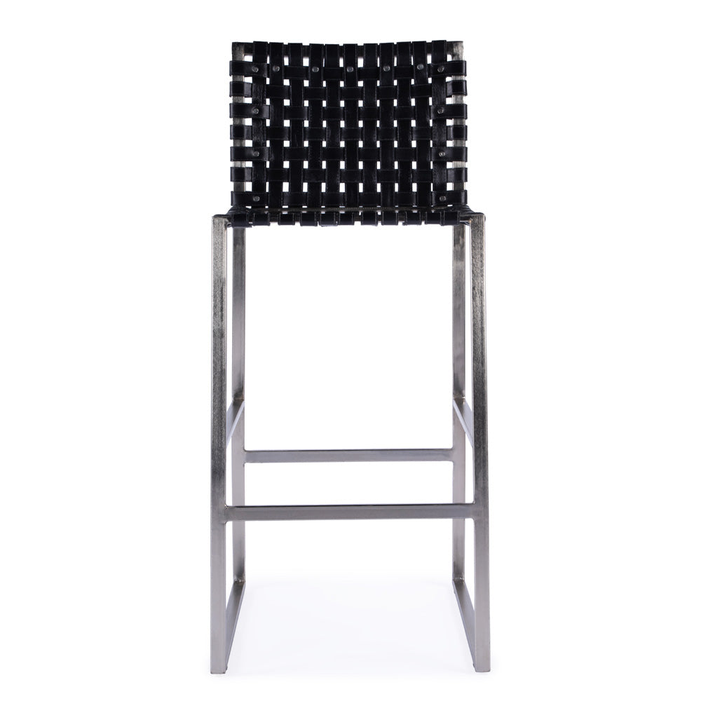 Butler Specialty Company - Urban Woven Leather Rectangular 28" Barstool, Black - 5445034