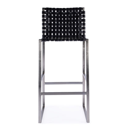 Butler Specialty Company - Urban Woven Leather Rectangular 28" Barstool, Black - 5445034
