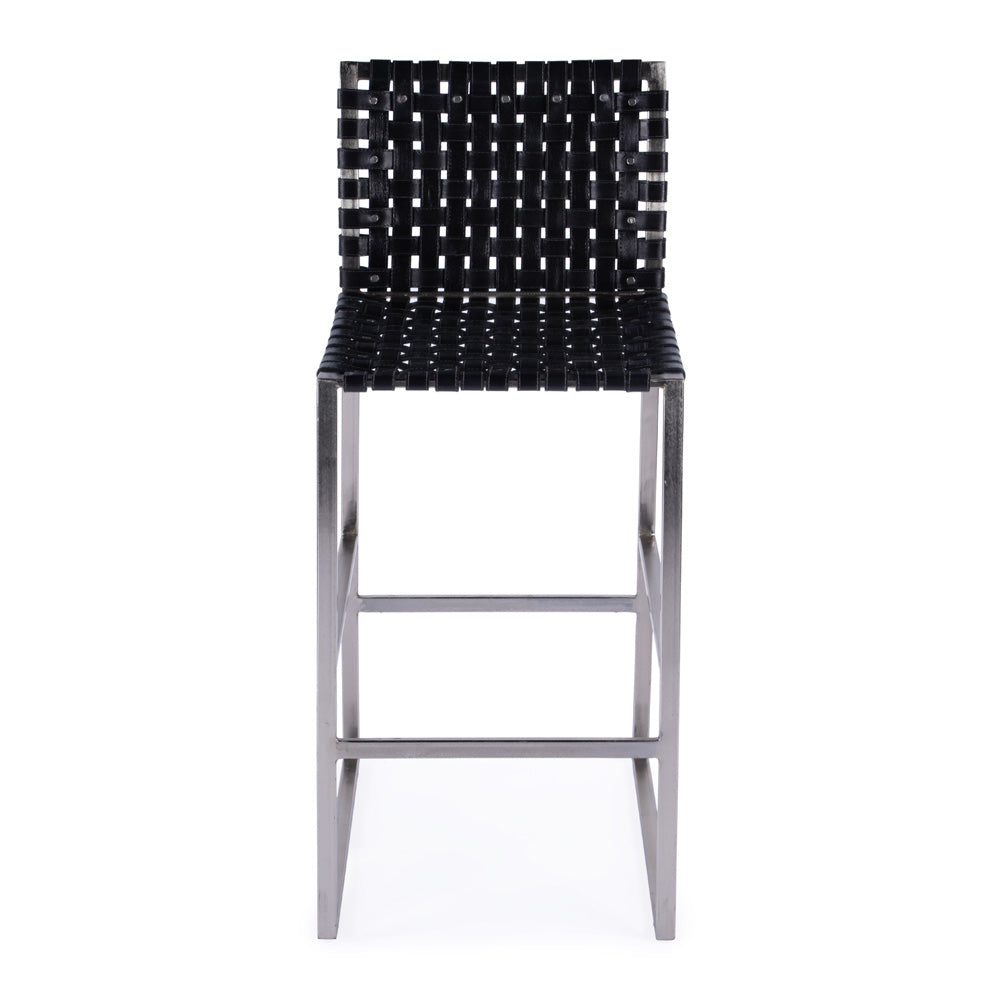 Butler Specialty Company - Urban Woven Leather Rectangular 28" Barstool, Black - 5445034