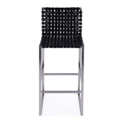 Butler Specialty Company - Urban Woven Leather Rectangular 28" Barstool, Black - 5445034