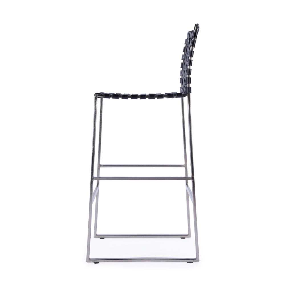Butler Specialty Company - Urban Woven Leather Rectangular 28" Barstool, Black - 5445034