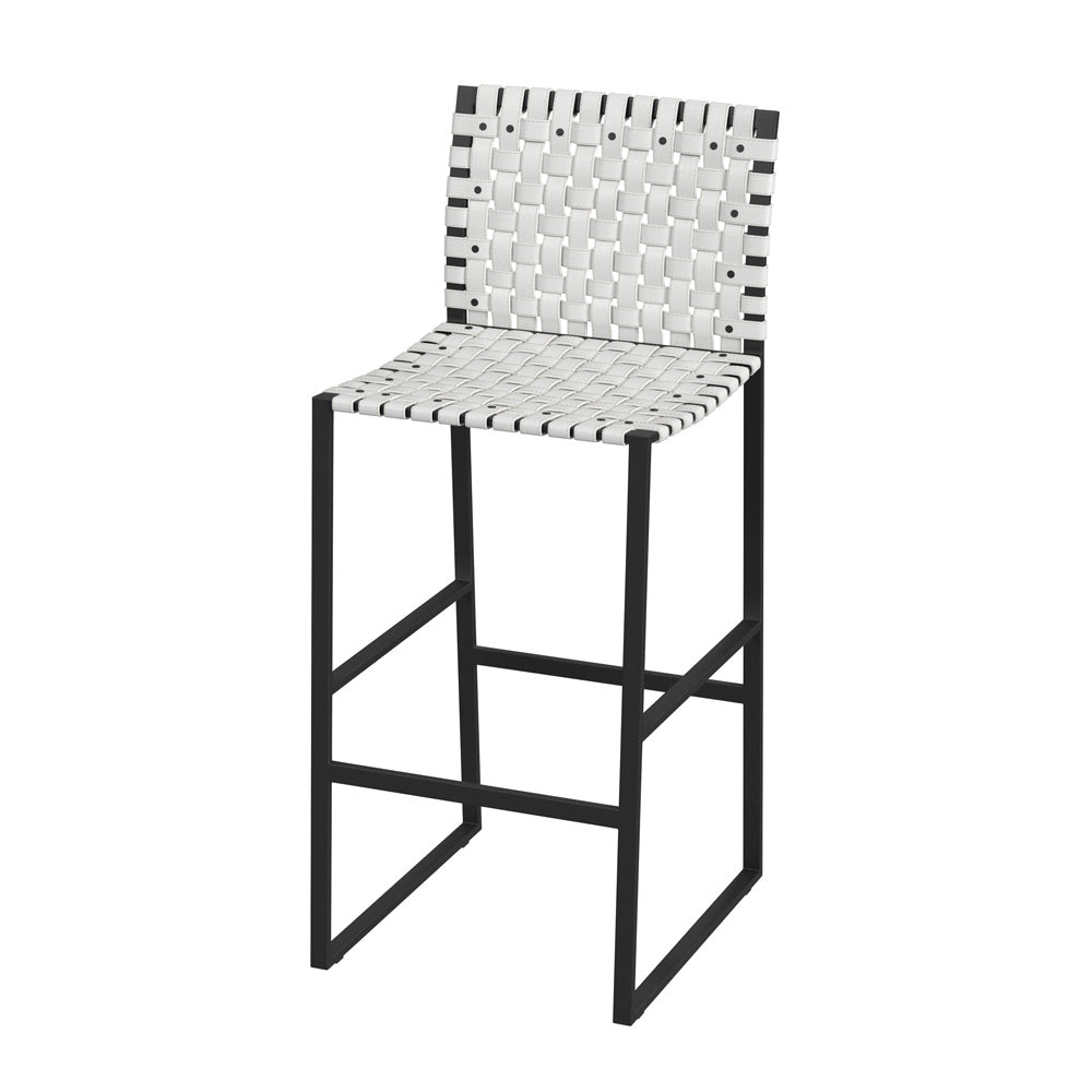 Butler Specialty Company - Urban Woven Leather Rectangular 28" Barstool, White - 5445411_CLOSEOUT