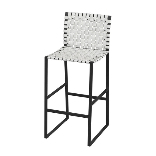 Butler Specialty Company - Urban Woven Leather Rectangular 28" Barstool, White - 5445411_CLOSEOUT
