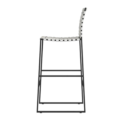 Butler Specialty Company - Urban Woven Leather Rectangular 28" Barstool, White - 5445411_CLOSEOUT