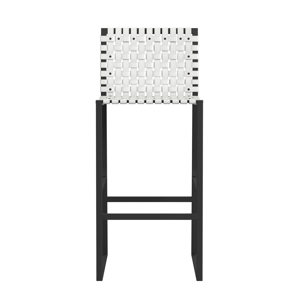 Butler Specialty Company - Urban Woven Leather Rectangular 28" Barstool, White - 5445411_CLOSEOUT