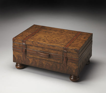 Butler Specialty Company - Heritage - Vasco 36 in. W Rectangular Wood & Leather Old World Map Trunk Table, Light Brown - 576070