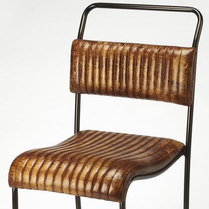 Butler Specialty Company - Vega 31 in. Seat Height Leather & Metal Bar Height Stool with Back & Footrest, Light Brown - 4349344_CLOSEOUT
