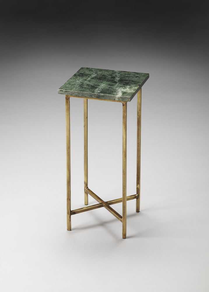 Butler Specialty Company - Versilia 9.5 in. W Round Green Marble & Metal Scatter Side Table, Green - 2869140