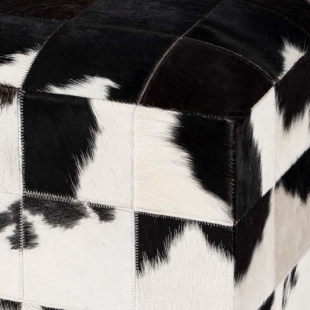 Butler Specialty Company - Victorian 18.25 in. W Square Upholstered Hair on Hide Cube Ottoman, Black and White - 5535373